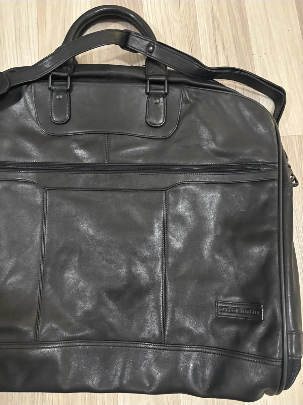 Marco Polo Club Black Leather Men’s Garment Bag‎ - Classic Travel Brief
